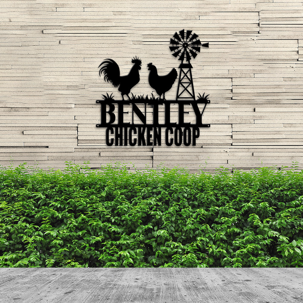 MeMate Chicken Coop Signs for Farmhouse Decoration, Hen House Decor, Metal Signs Outdoor Decor, Personalized Name Sign for Chicken Coops, 8-24 inches Large Metal Sign, Farm Sign, Housewarming Gifts