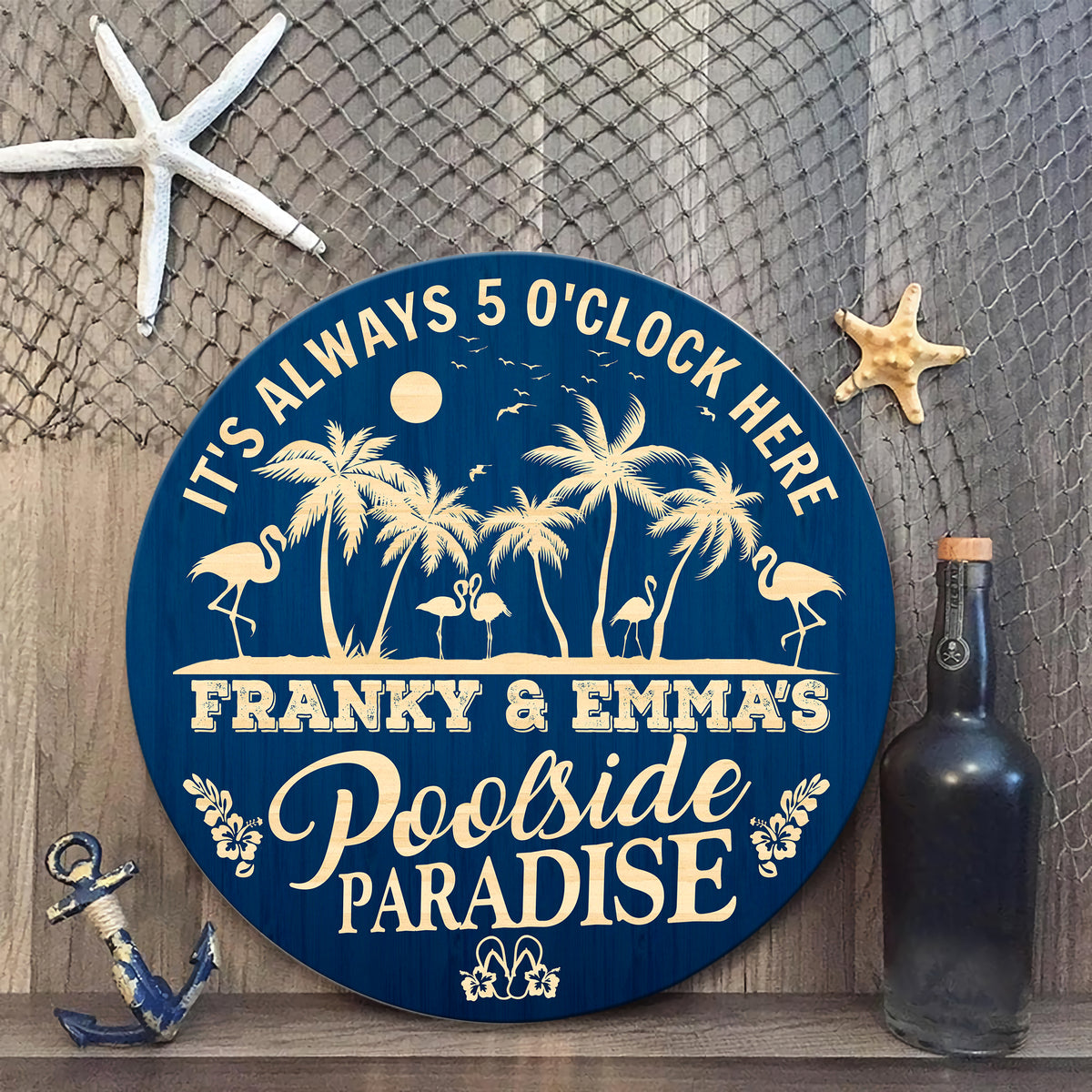 MeMate Poolside Signs Personalized Name Text Wooden Sign Outdoor, Poolside Decor, Customized Pool Sign, Swimming Pool Decorations for Wall, Wood Plaque for Backyards Patio Housewarming Gifts