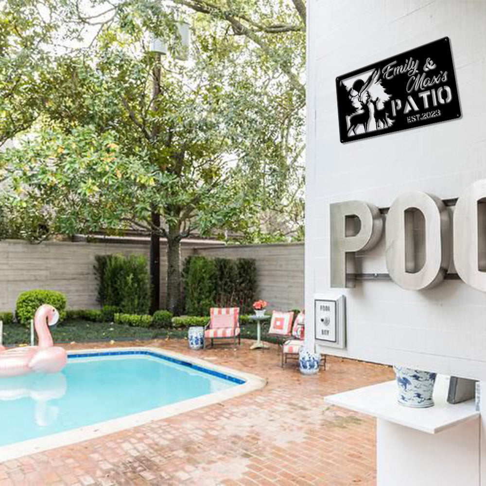 MeMate Metal Outdoor Sign, Backyard Paradise Sign to Personalize, Personalized Backyard Metal Signs Kitchen Decor, Custom Name Outdoor Plaques