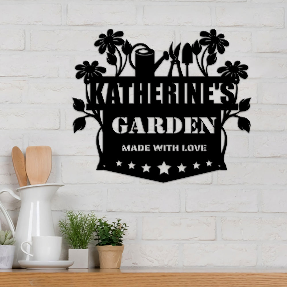 MeMate Vegetable Garden Sign, Personalized Metal Signs, Garden Sign to Personalize, Customized Name Wall Art for Garden Outdoor Decor, Outdoor Plaque Large Sign for Potting Shed, She Shed (Copy)