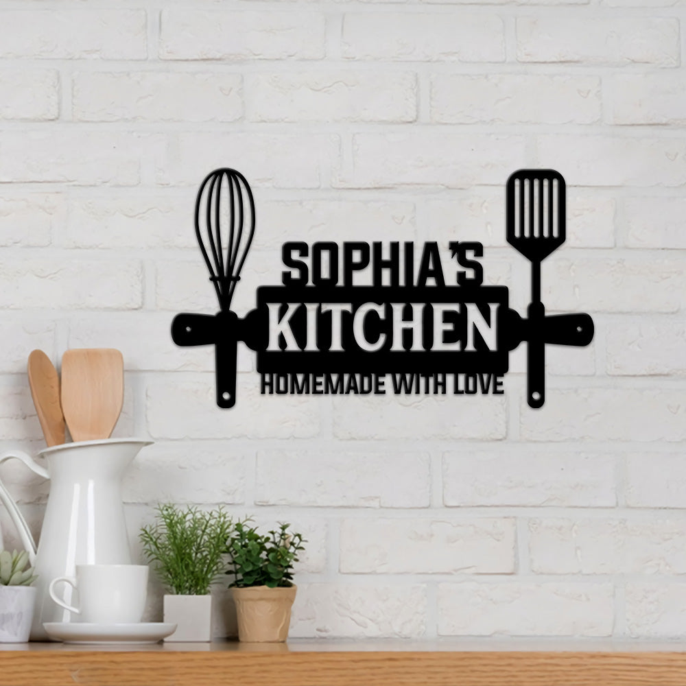 MeMate Kitchen Sign, Personalized Metal Name Signs, Custom Kitchen Sign for Indoor Kitchen Home Wall Décor, Kitchen Signs for Home Decor, Housewarming Gift for Mom Wife Grandmother Friend Family