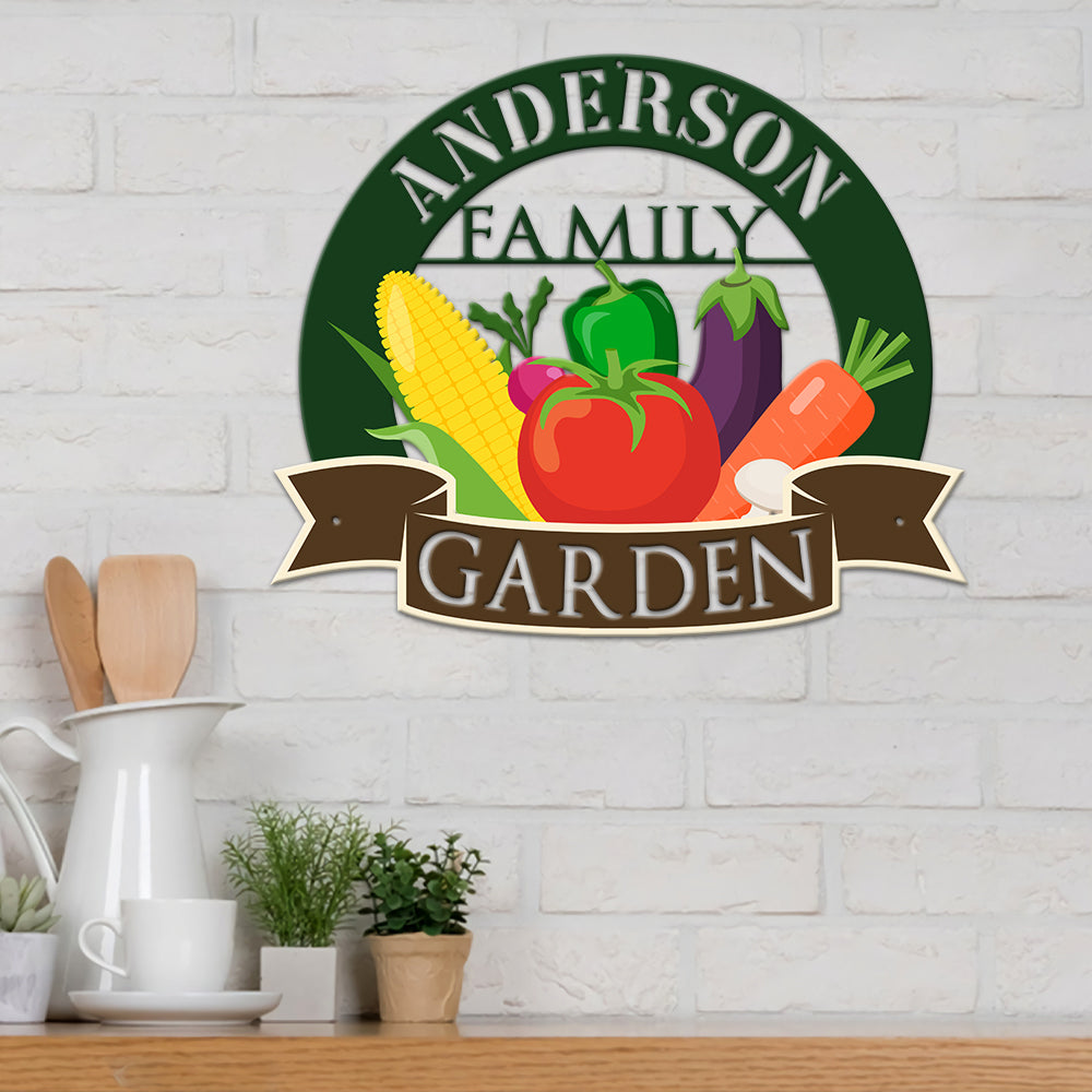 MeMate Vegetable Garden Sign, Personalized Metal Signs, Garden Sign to Personalize, Customized Name Wall Art for Garden Outdoor Decor, Outdoor Plaque Large Sign for Potting Shed, She Shed
