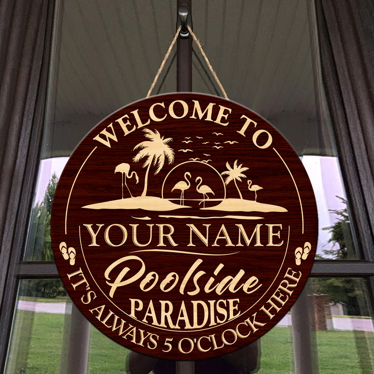 MeMate Pool Signs Personalized Name Text Wooden Sign Outdoor, Poolside Decor, Customized Pool Sign, Swimming Pool Decorations for Wall, Wood Plaque for Backyards Patio Housewarming