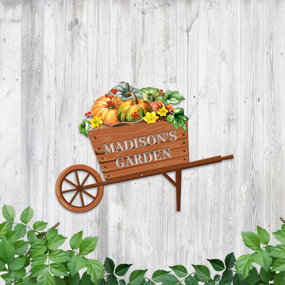 MeMate Garden Sign, Vegetable Garden Signs for Outdoor Decor, Personalized Metal Signs Garden, Customized Name Wall Art, Large Sign for She Shed Porch Deck, Personalized Outdoor Plaques