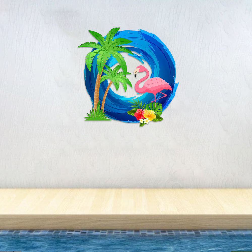 MeMate Pink Flamingo Sign Decor, Outdoor Décor for Backyard, Patio, Pool, Kitchen, Lounge, Flamingo Outdoor Sign, Metal Sign Housewarming Gift for Family Friend