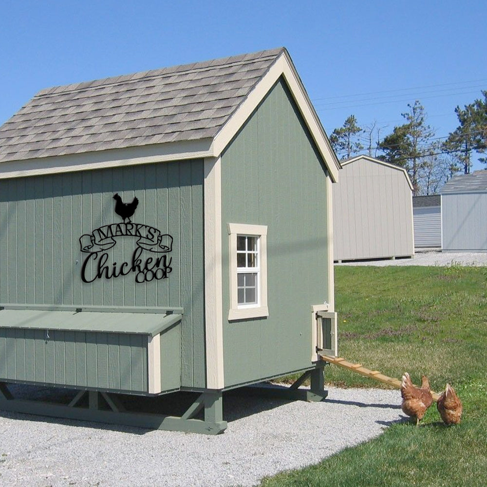 MeMate Personalized Name Sign for Chicken Coops, Chicken Coop Signs for Farmhouse Decoration, Hen House Decor, Metal Signs Outdoor Decor, 8-24 inches Large Metal Sign, Farm Sign, Housewarming Gifts