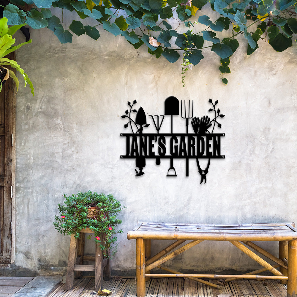 MeMate Garden Signs, Custom Metal Garden Signs Outdoor Decor, Garden Sign to Personalize, Personalized Garden Tool for Sign Women Mom Grandma, Rustic Decorations