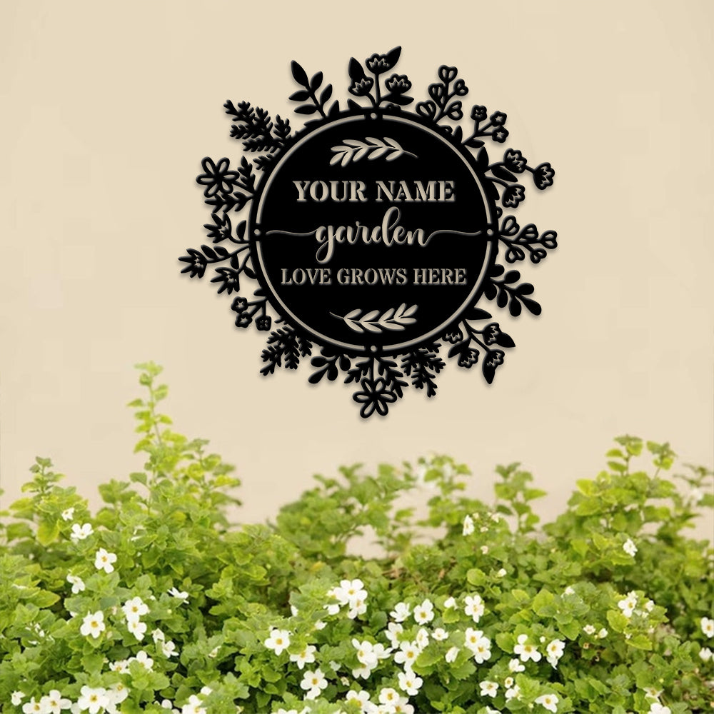 MeMate Personalized Metal Sign Bee, Bee Farm Sign, Custom Garden Metal Signs Outdoor Décor, 8" - 24" Garden Signs Metal, Bee Flowers Garden Signs to Personalize, Shed Shed Sign, Rustic Plaque