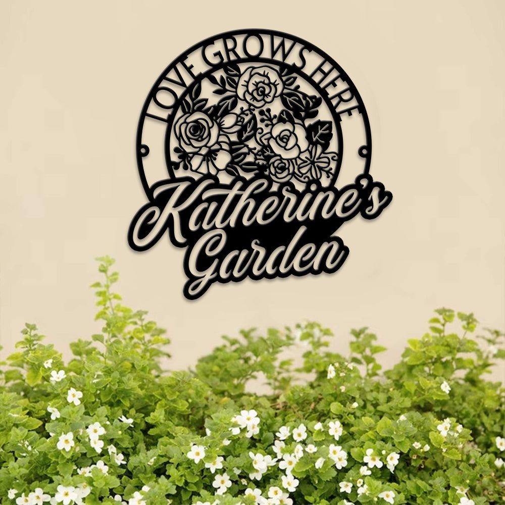 MeMate Personalized Metal Sign Bee, Custom Garden Metal Signs Outdoor Décor, 8" - 24" Garden Signs Metal, Bee Farm Sign, Bee Flowers Garden Signs to Personalize, Shed Shed Sign, Rustic Plaque