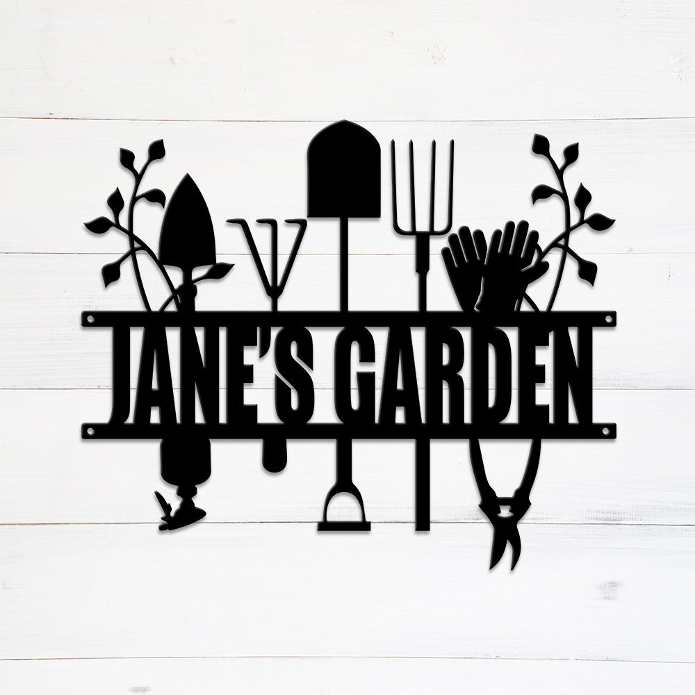 MeMate Garden Signs, Custom Metal Garden Signs Outdoor Decor, Garden Sign to Personalize, Personalized Garden Tool for Sign Women Mom Grandma, Rustic Decorations