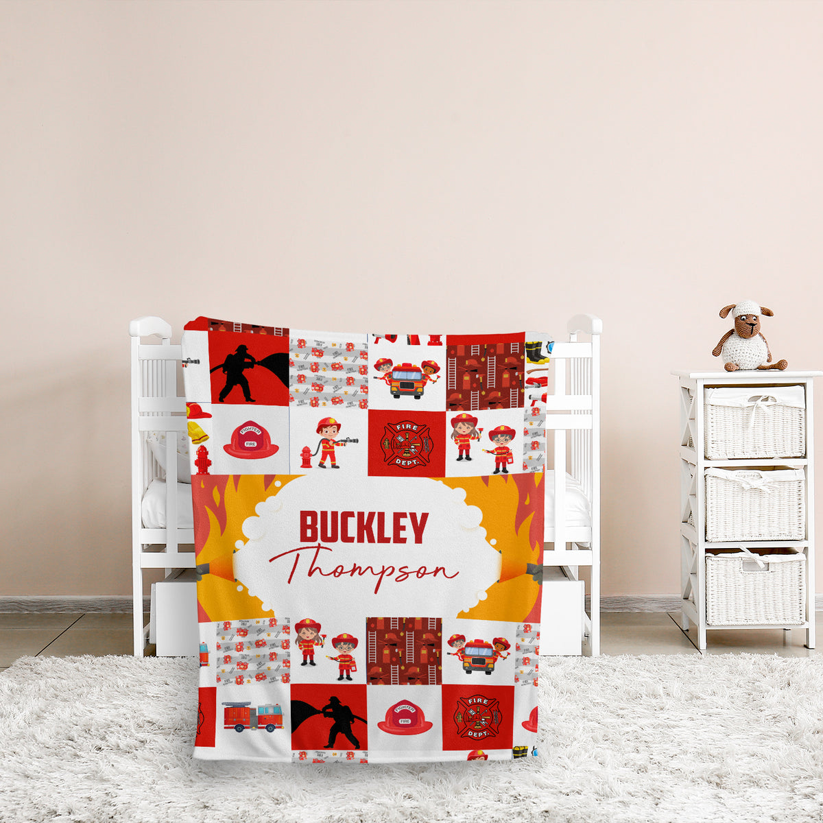 Firefighter Baby Blankets, Baby Firefighter Blanket, Personalized Baby Blankets for Boys, Custom Baby Blankets Name, Firefighter Swaddle Blanket, Plush Blankets for Baby Girl Son Toddlers Kids Visit the locobird Store