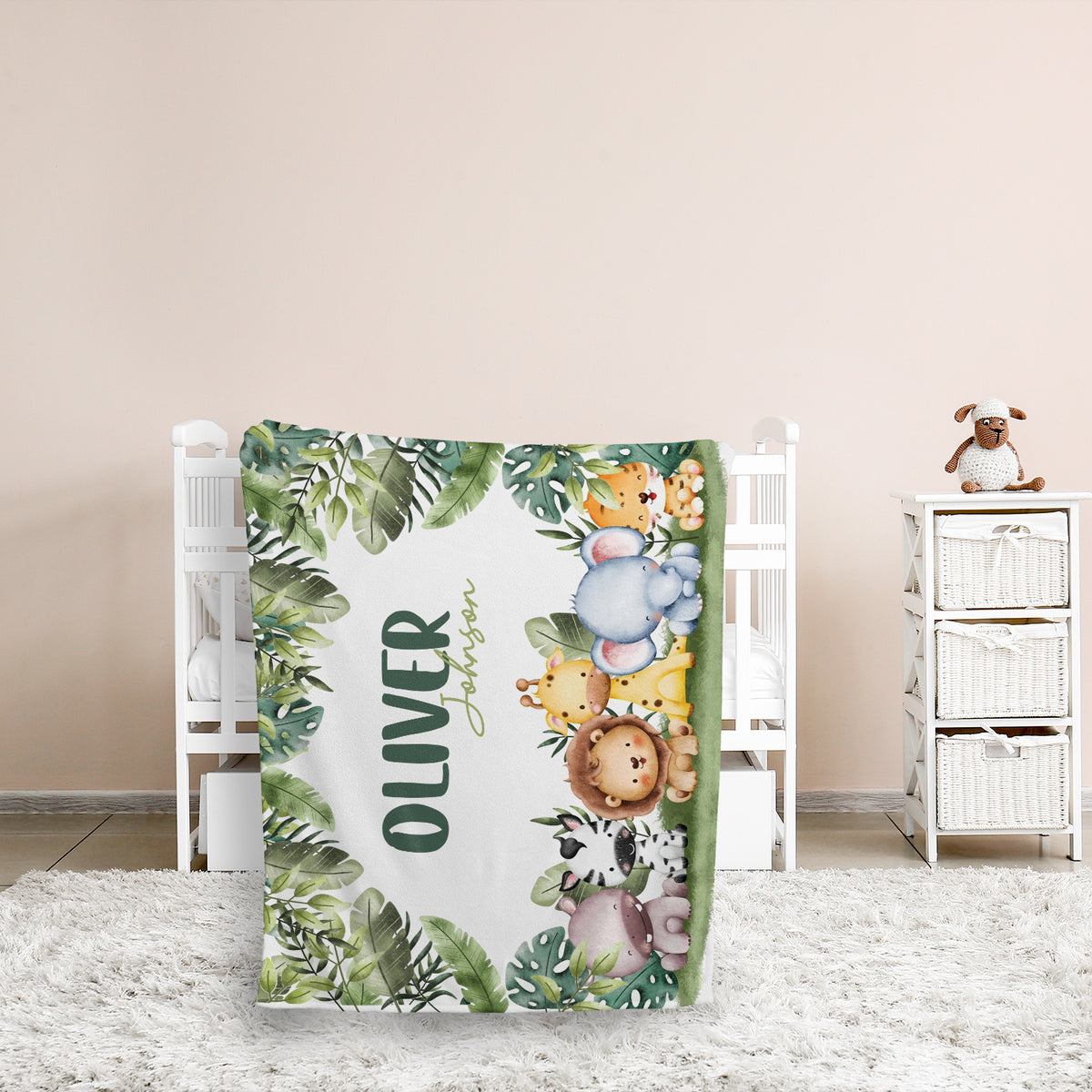 Woodland Baby Blankets, Personalized Baby Blankets for Boys, Custom Baby Woodland Blanket Name, Baby Blankets With Name, Woodland Animals Swaddle Blanket, Plush Blankets for Son Daughter Newborn