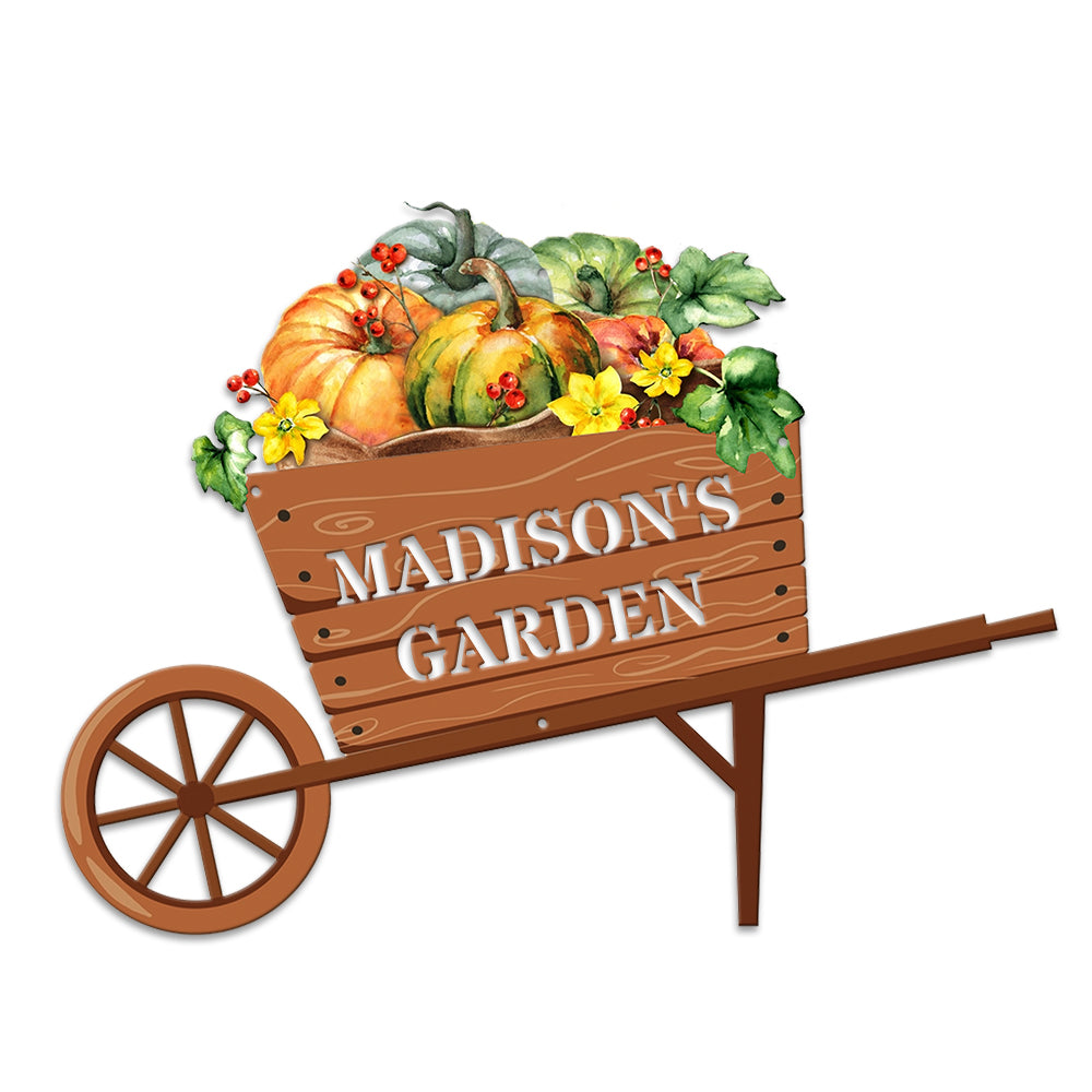 MeMate Garden Sign, Vegetable Garden Signs for Outdoor Decor, Personalized Metal Signs Garden, Customized Name Wall Art, Large Sign for She Shed Porch Deck, Personalized Outdoor Plaques
