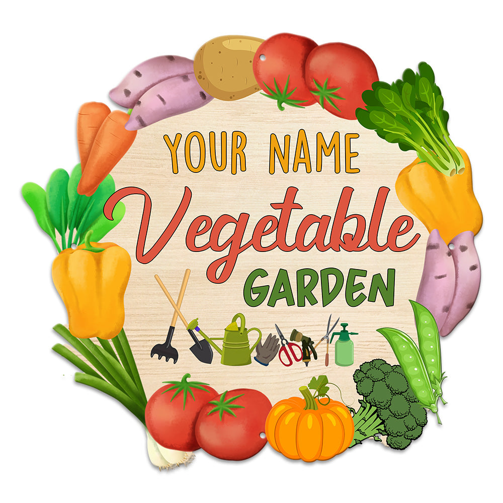 MeMate Vegetable Garden Signs, Personalized Metal Signs, Garden Sign to Personalize, Large Sign for She Shed, Customized Name Wall Art for Garden Outdoor Decor, Personalized Outdoor Plaque