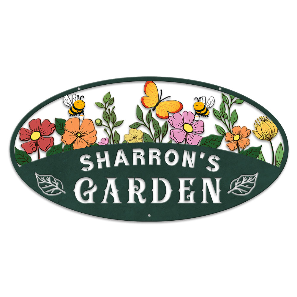 MeMate Garden Signs, Personalized Metal Signs, Garden Sign to Personalize, Customized Name Wall Art for Garden Outdoor Decor, Large Sign for Vegetable Garden She Shed, Personalized Outdoor Plaque