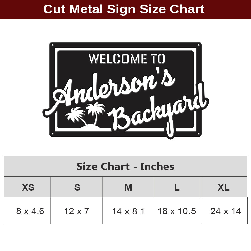 MeMate Backyard Sign Outdoor Decor, Personalized Metal Sign for Backyard, Patio, Custom Name Signs for Garden Porch, Deck, Large Metal Sign