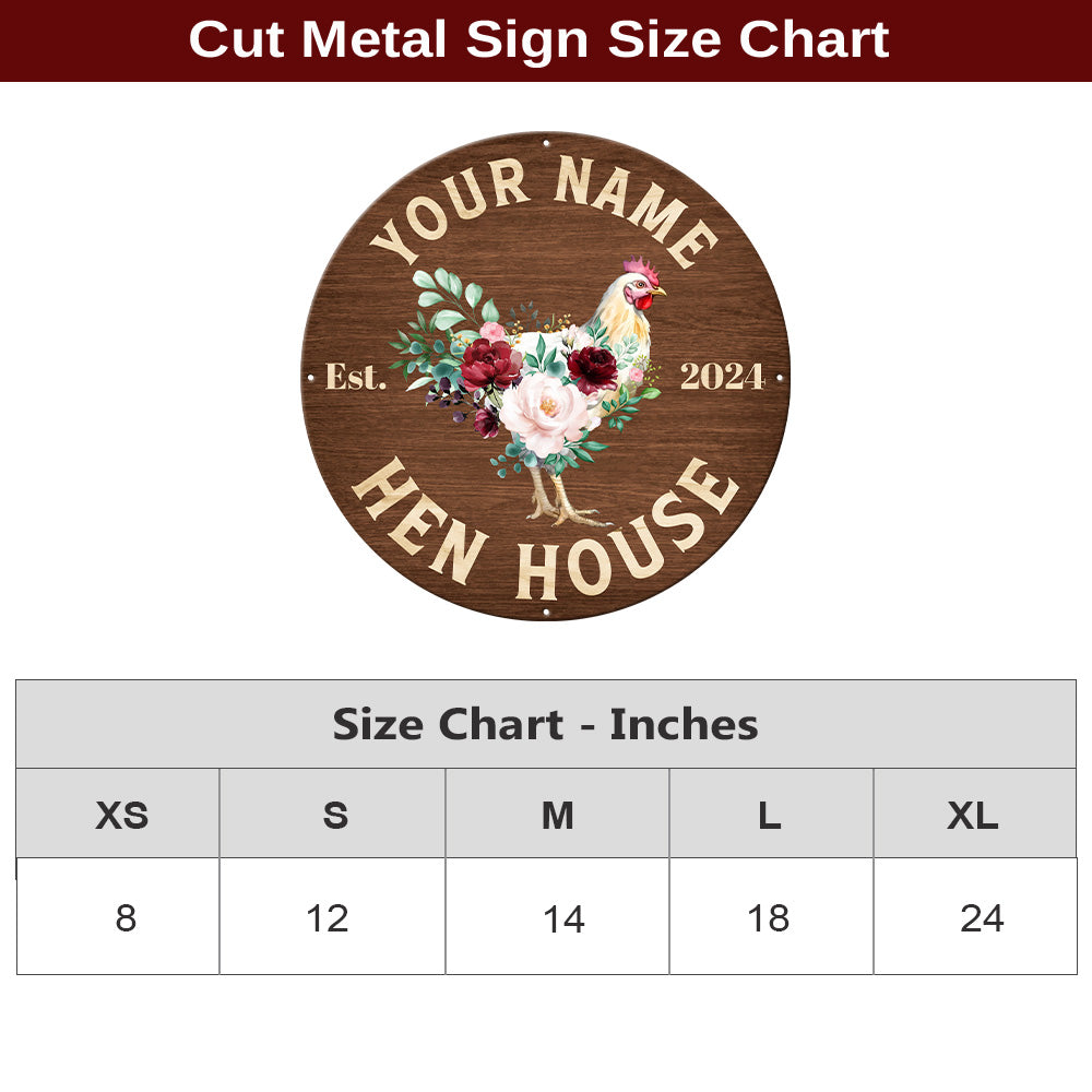 MeMate Chicken Coop Signs for Farmhouse Decoration, Hen House Decor, Metal Signs Outdoor Decor, Personalized Name Sign for Chicken Coops, 8-24 inches Large Metal Sign, Farm Sign, Housewarming Gifts