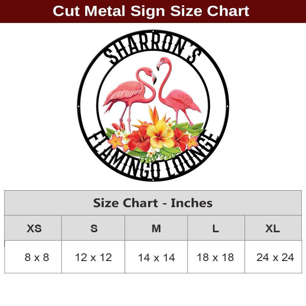 MeMate Flamingo Lounge Signs, Flamingo House Metal Sign, Personalized Flamingo Tropical Sign, Flamingo House Outdoor Décor, Flamingo Metal Sign Housewarming Gift for Family Friend