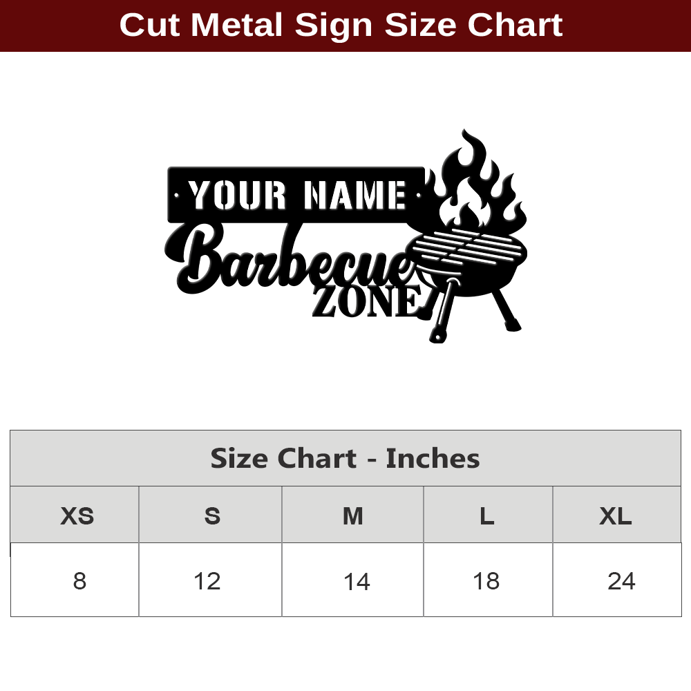 MeMate BBQ Sign, Barbecue Sign for Patio Decoration, BBQ Zone Patio Sign, Outdoor Decor, Personalized Metal Sign for Backyard, Custom Name Signs for Backyard, Large Metal Sign for Outside, Housewarming Gifts