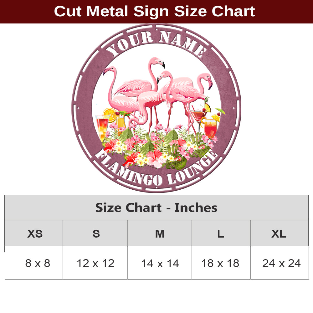 MeMate Flamingo Metal Sign, Outdoor Décor for Backyard, Patio, Pool, Kitchen, Lounge, Personalized Name Outdoor Sign, Pink Metal Sign Housewarming Gift for Family Friend