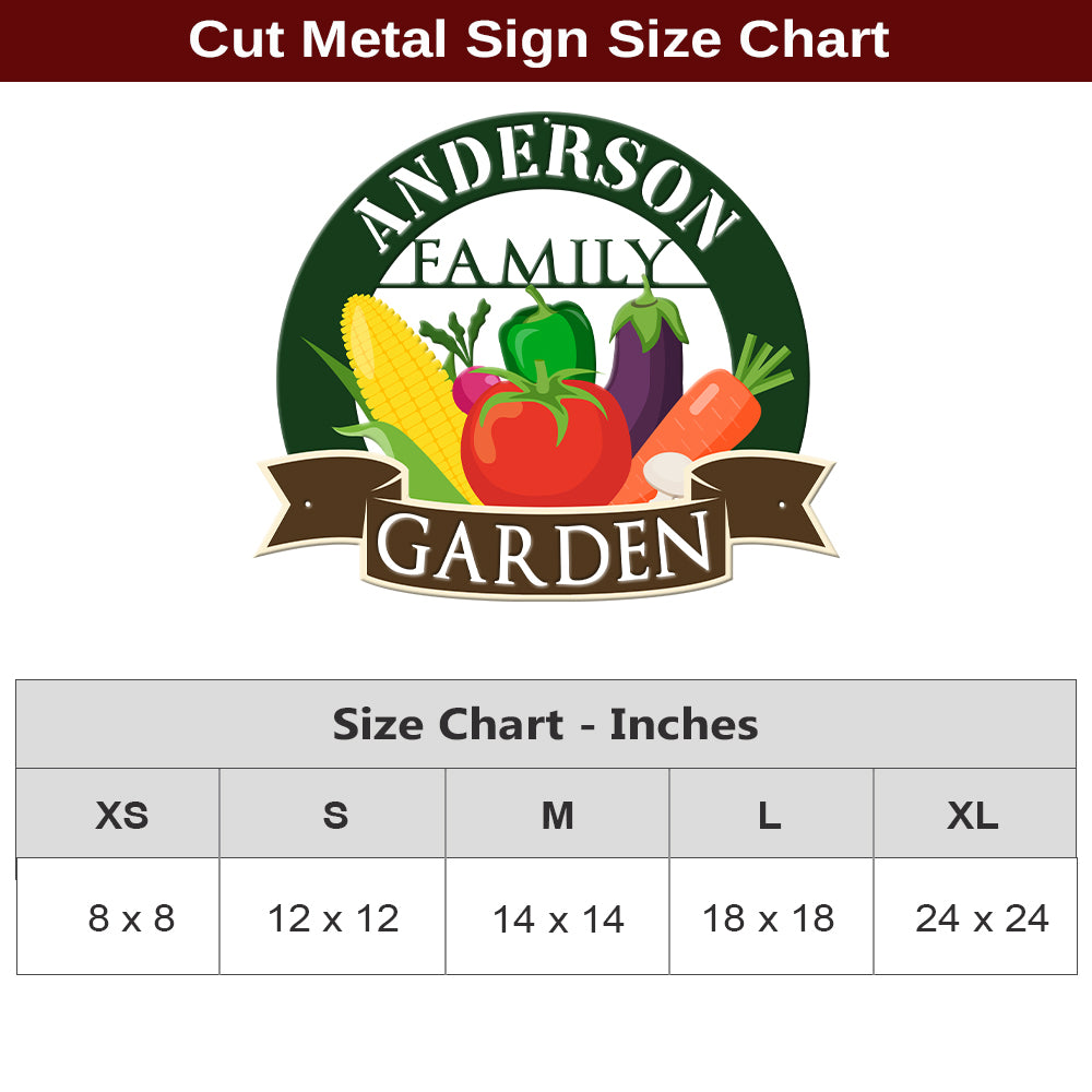 MeMate Vegetable Garden Sign, Personalized Metal Signs, Garden Sign to Personalize, Customized Name Wall Art for Garden Outdoor Decor, Outdoor Plaque Large Sign for Potting Shed, She Shed