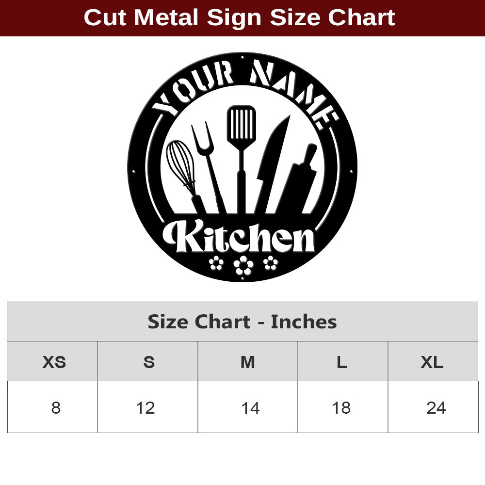 MeMate Kitchen Sign, Personalized Metal Name Signs, Custom Kitchen Sign for Indoor Kitchen Home Wall Décor, Kitchen Signs for Home Decor, Housewarming Gift for Mom Wife Grandmother Friend Family