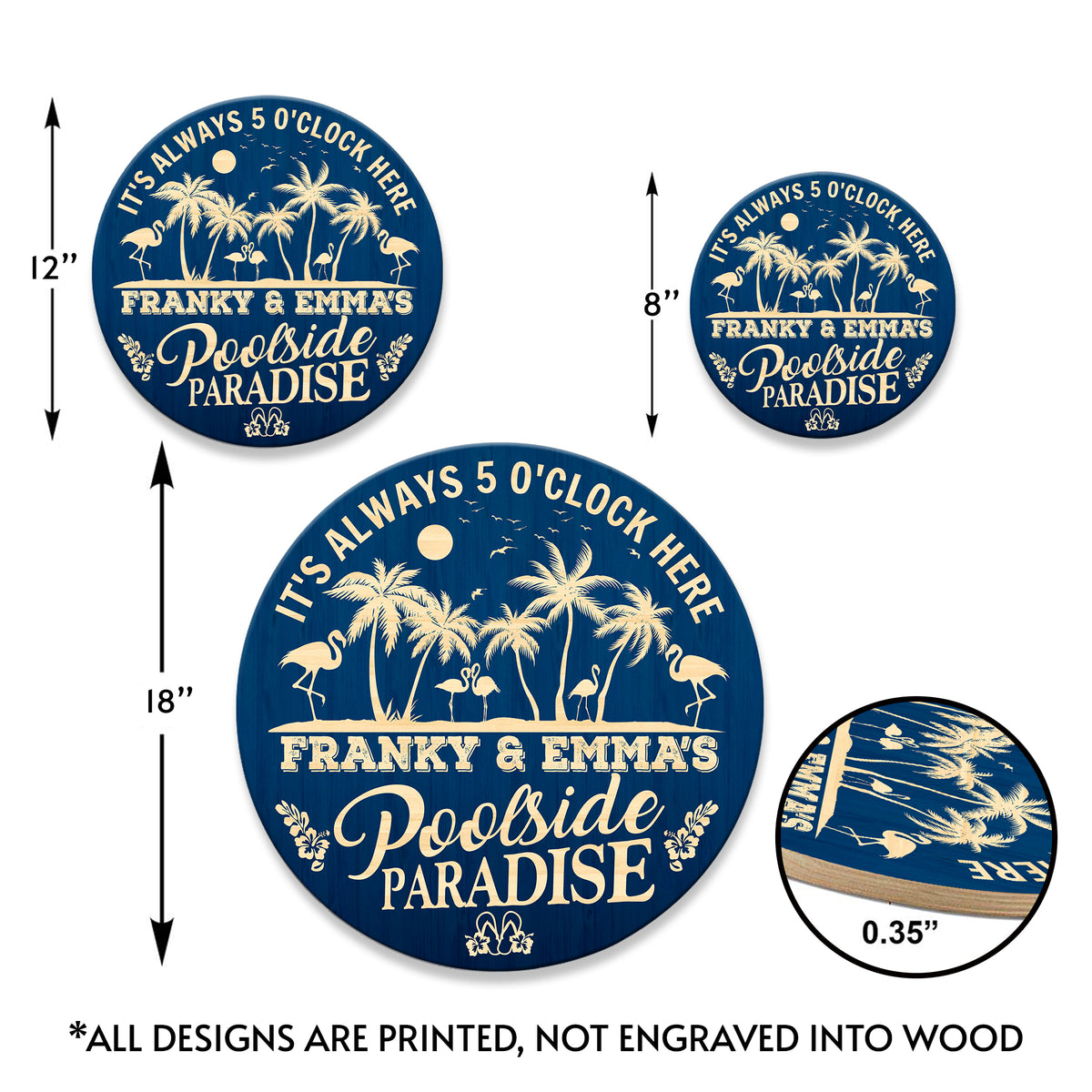 MeMate Poolside Signs Personalized Name Text Wooden Sign Outdoor, Poolside Decor, Customized Pool Sign, Swimming Pool Decorations for Wall, Wood Plaque for Backyards Patio Housewarming Gifts