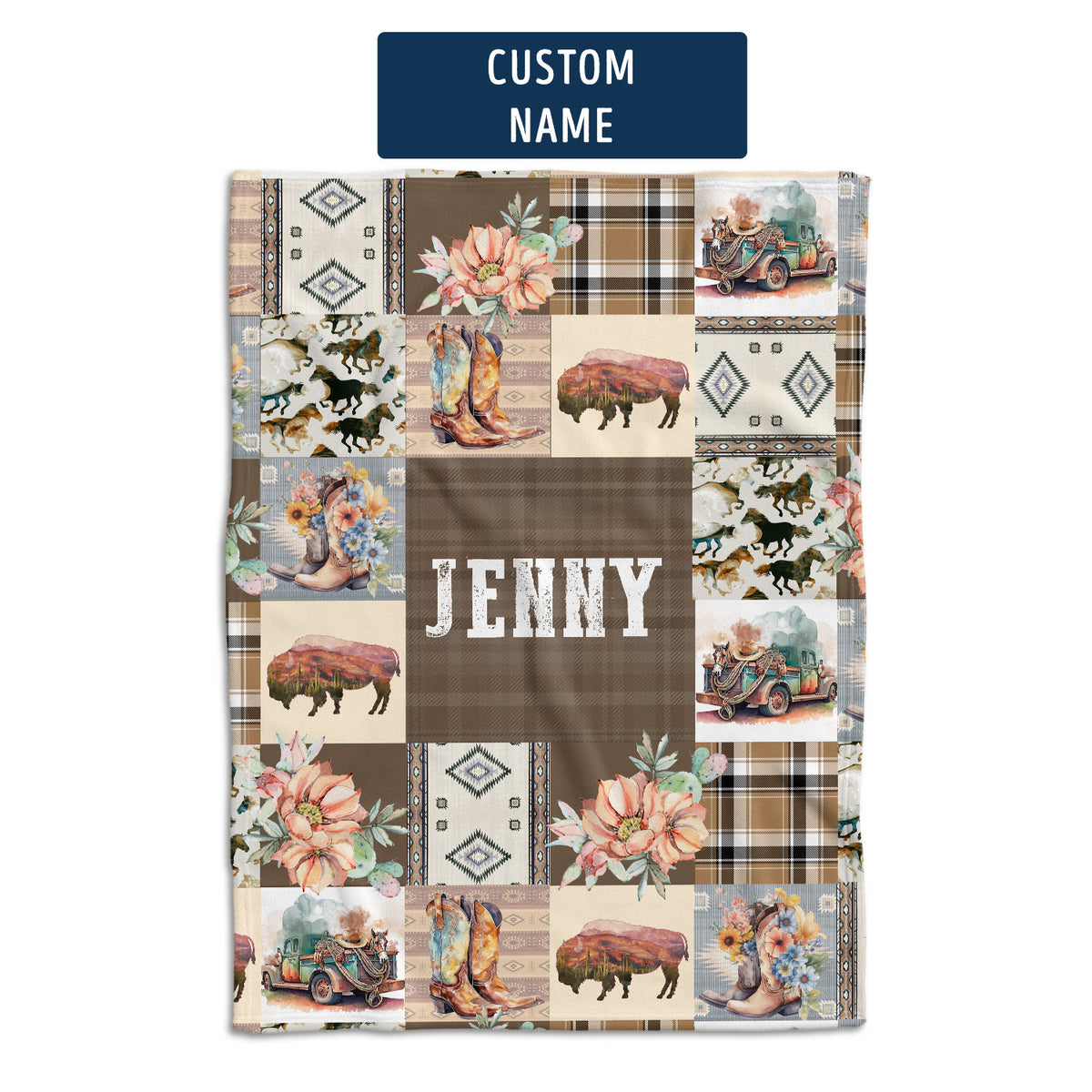 Baby Western Stuffs, Western Baby Blanket, Personalized Baby Blankets for Girls, Cowboy Baby Blanket Name, Custom Name Baby Blankets Girl, Swaddle Blanket with Cow Prints for Crib Stroller Bed Travel