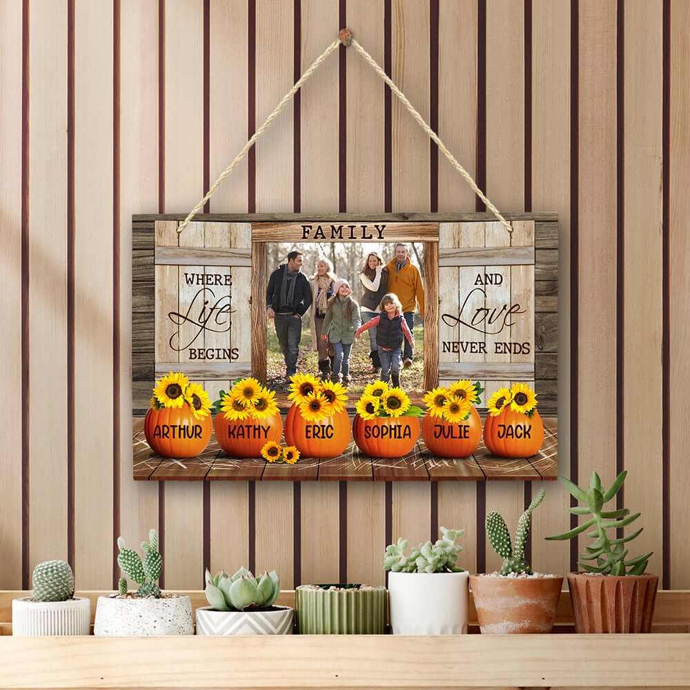 Family Where Life Begins And Love Never Ends Personalized Wood Pallet Sign