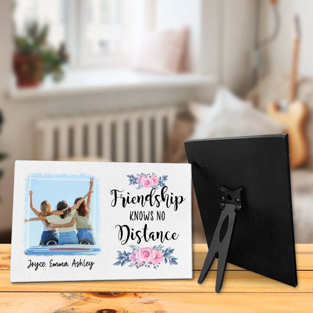 Friendship Knows No Distance Personalized Photo Desktop Plaque