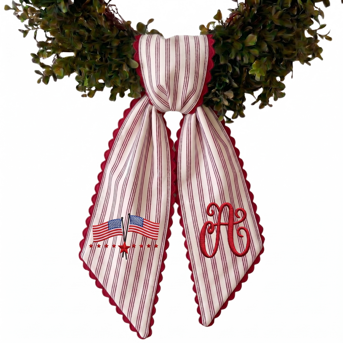 Custom Monogram Patriotic Wreath Sash, American 250th Anniversary Front Door Decor, Personalized Wreath Sash, 4th of July Decor for Front Door Porch Deck