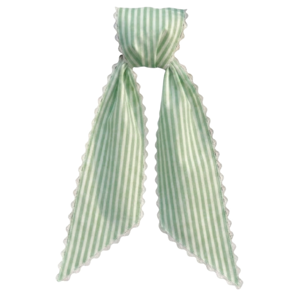 Green Stripes Sash w/White Scalloped Edge