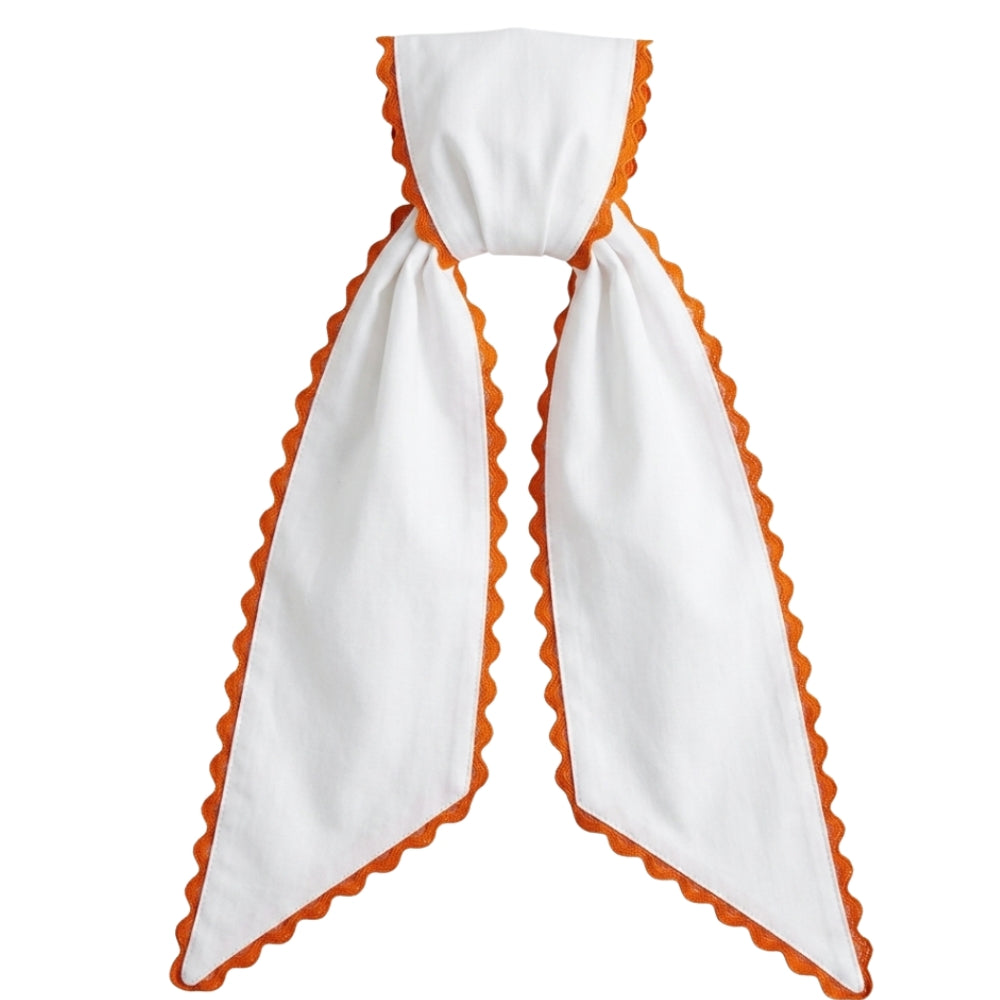 White Sash w/Orange Scalloped Edge