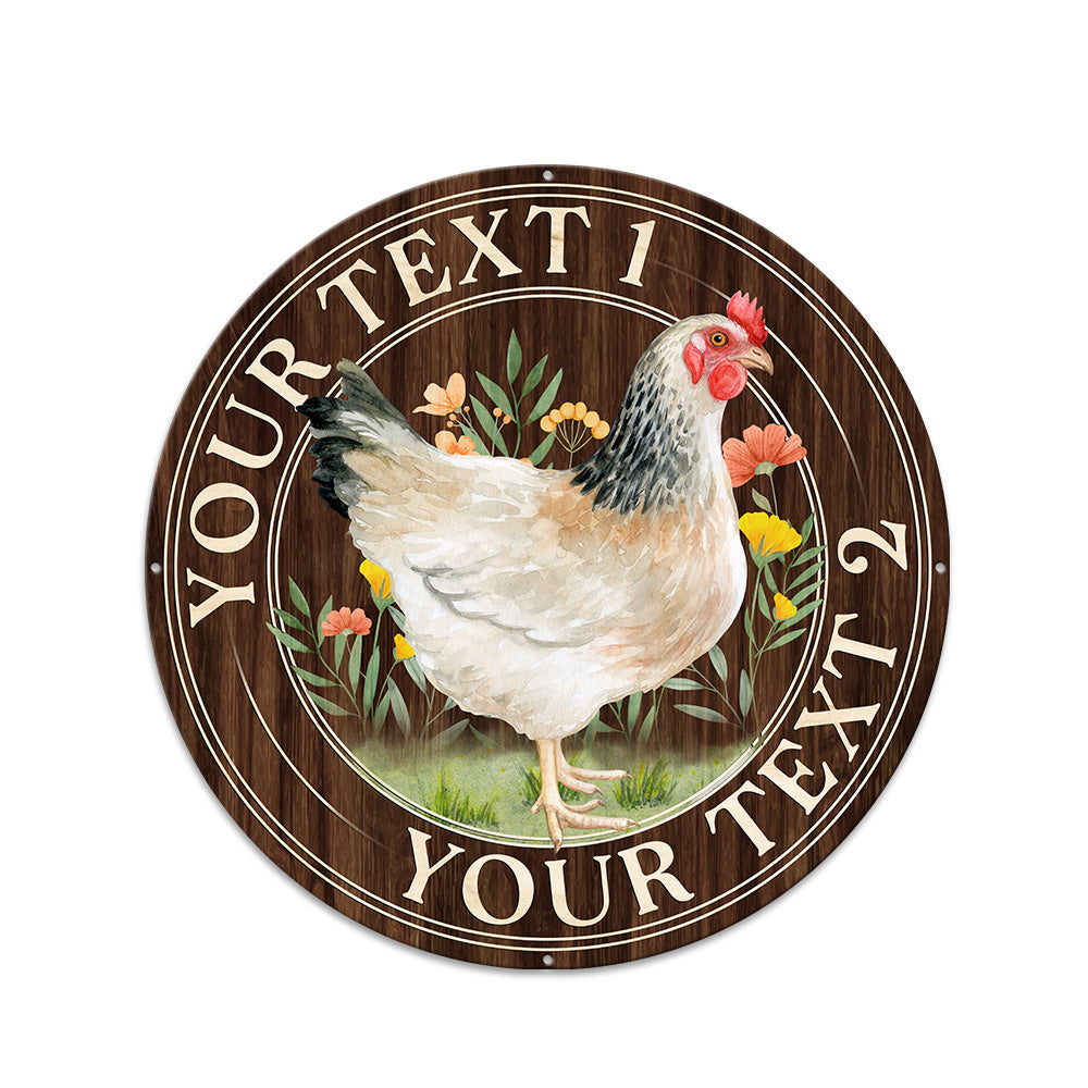 MeMate Chicken Coop Signs for Farmhouse Decoration, Hen House Decor, Metal Signs Outdoor Decor, Personalized Name Sign for Chicken Coops, 8-24 inches Large Metal Sign, Farm Sign, Housewarming Gifts