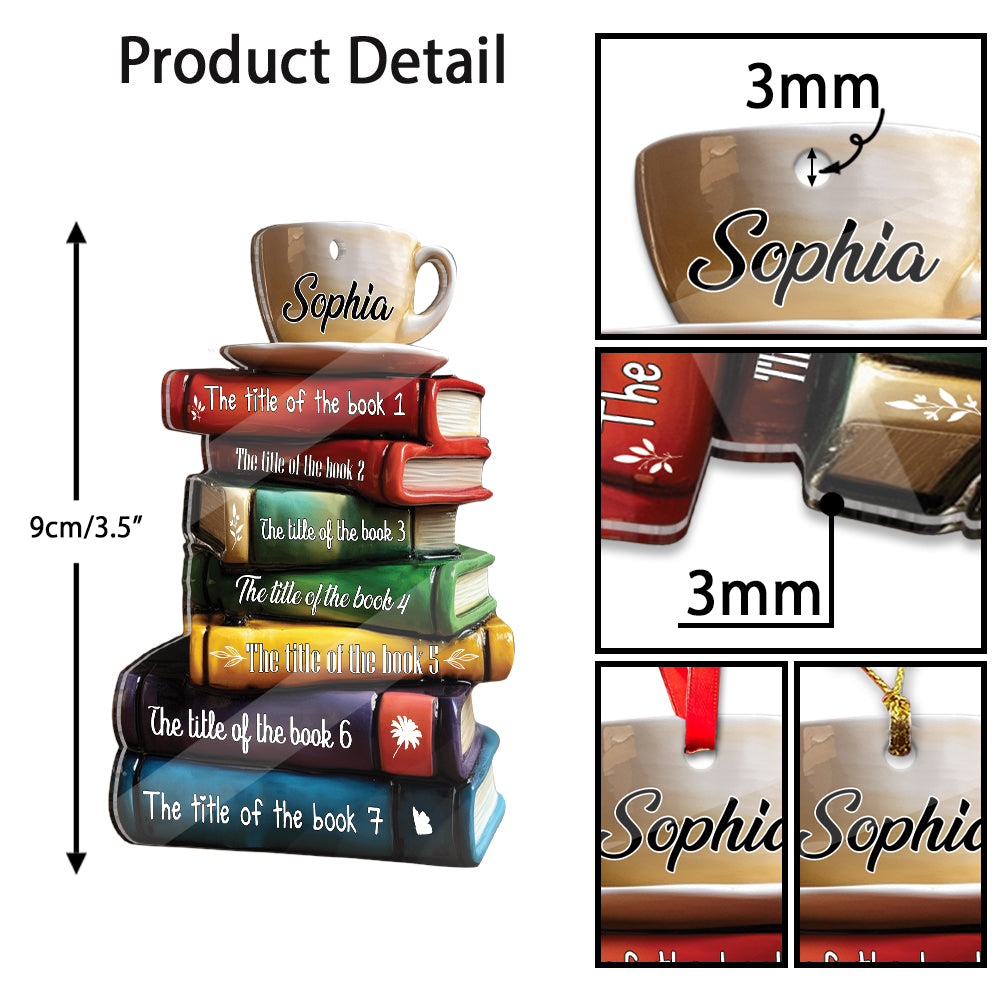 MeMate Personalized Book Ornament, Custom Name and Books Title, Flat Printed Acrylic Ornament Not 3D, Booklovers Ornament, Book Christmas Ornaments Keepsake Decoration for Book Club Family Friends