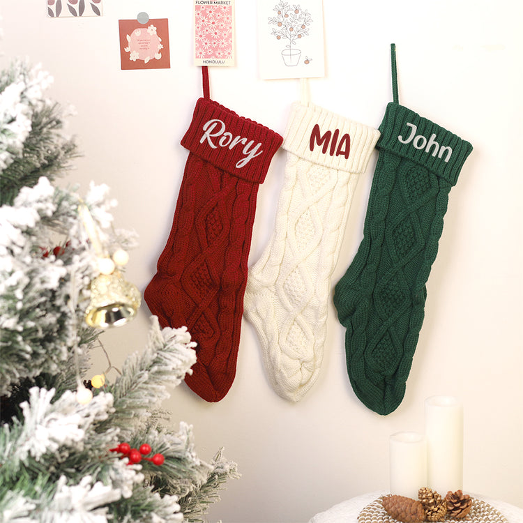 MeMate Christmas Stockings 2024, Embroidered Christmas Stocking, Personalized Christmas Stocking with Name, Custom Knitted Stockings, Family Christmas Stockings, Holiday Stockings
