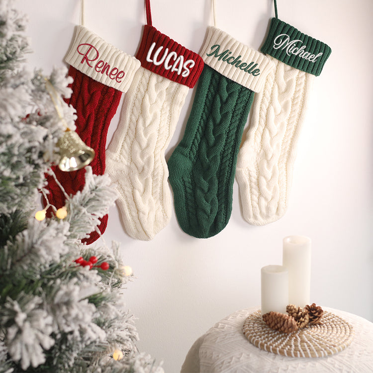 MeMate Christmas Stockings 2024, Personalized Embroidered Christmas Stocking, Knitted Family Stockings, Custom Xmas Stocking with Name, Holiday Stockings, Christmas, Christmas Decoration