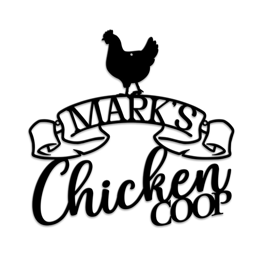 MeMate Personalized Name Sign for Chicken Coops, Chicken Coop Signs for Farmhouse Decoration, Hen House Decor, Metal Signs Outdoor Decor, 8-24 inches Large Metal Sign, Farm Sign, Housewarming Gifts