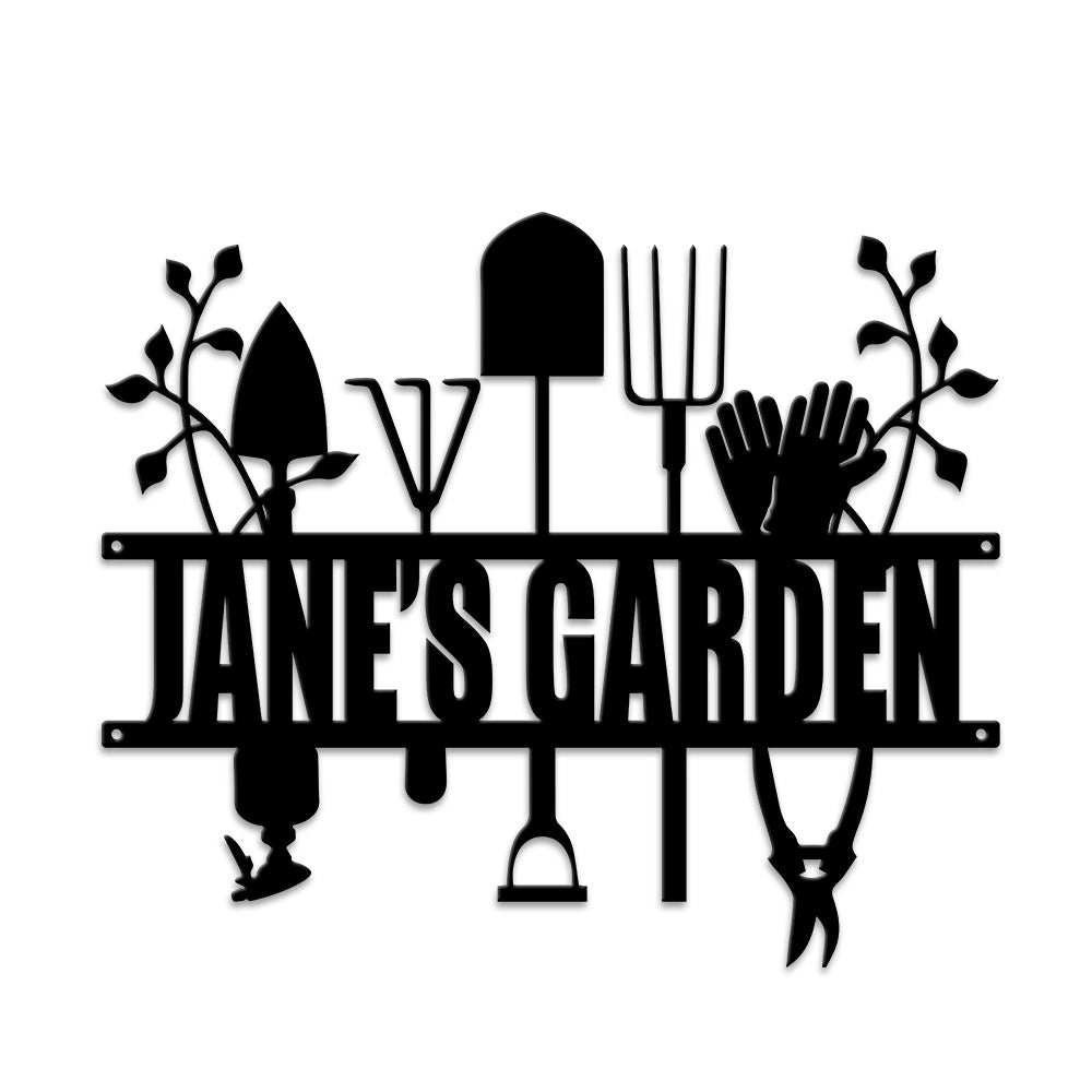 MeMate Garden Signs, Custom Metal Garden Signs Outdoor Decor, Garden Sign to Personalize, Personalized Garden Tool for Sign Women Mom Grandma, Rustic Decorations
