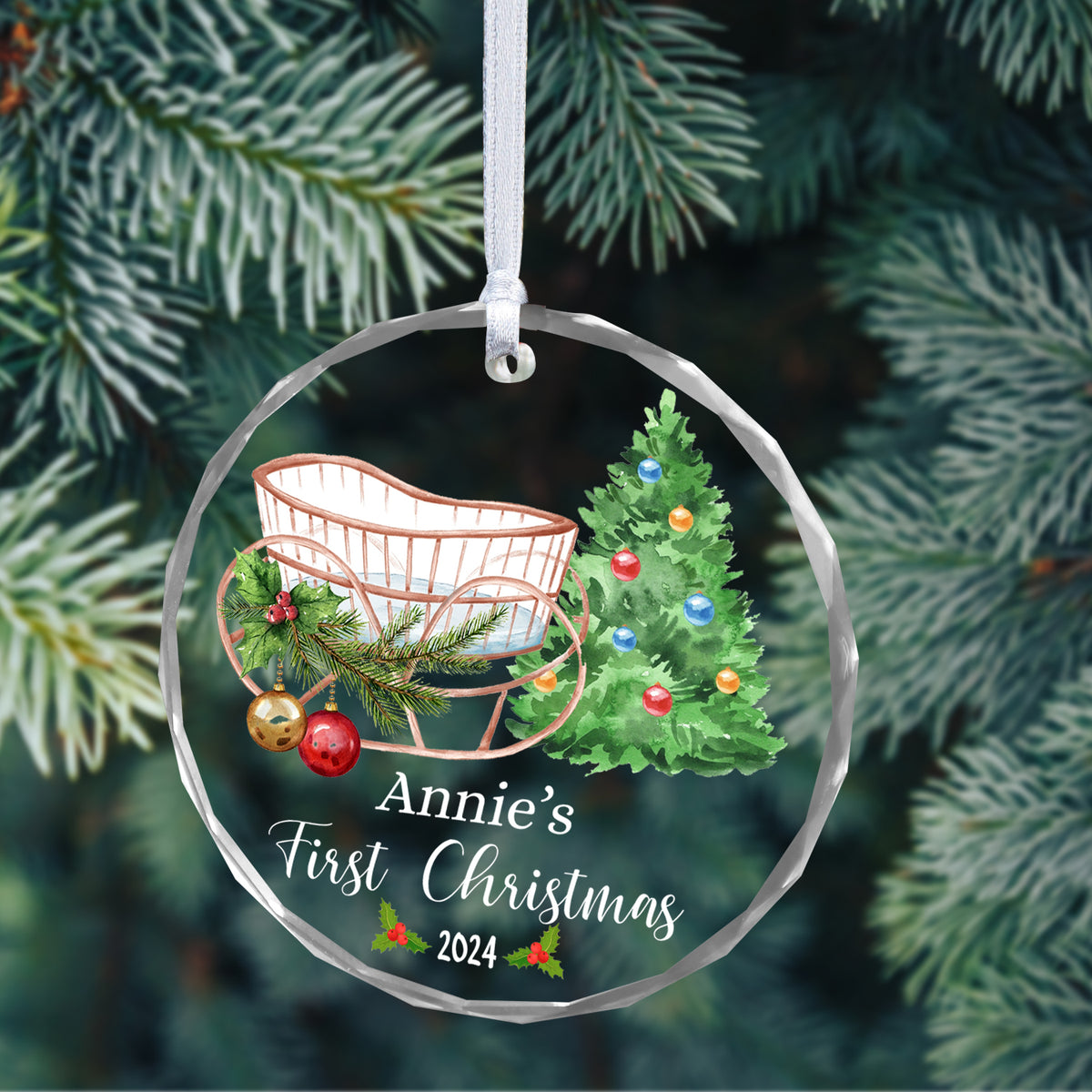 MeMate Baby's First Christmas Ornament 2024, Personalized Baby Ornaments with Name, Baby Ornament for Boys Girls, Christmas Baby Keepsakes for Newborn Infant Son Daughter