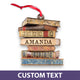MeMate Book Lovers Ornament, Personalized Christmas Book Ornaments, Bookstacks Ornament, Custom Name Wooden Booklovers Ornament, Bookworm Christmas Keepsake, Book Club Decoration