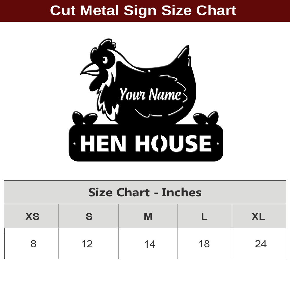 MeMate Hen House Outdoor Décor, Chicken Coop Signs, Chicken Metal Sign, Personalized Name Outdoor Sign, Housewarming Gift for Family Friend