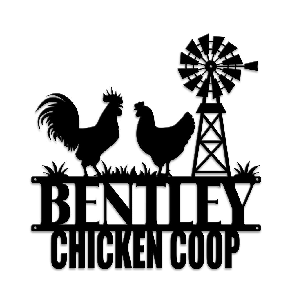MeMate Chicken Coop Signs for Farmhouse Decoration, Hen House Decor, Metal Signs Outdoor Decor, Personalized Name Sign for Chicken Coops, 8-24 inches Large Metal Sign, Farm Sign, Housewarming Gifts