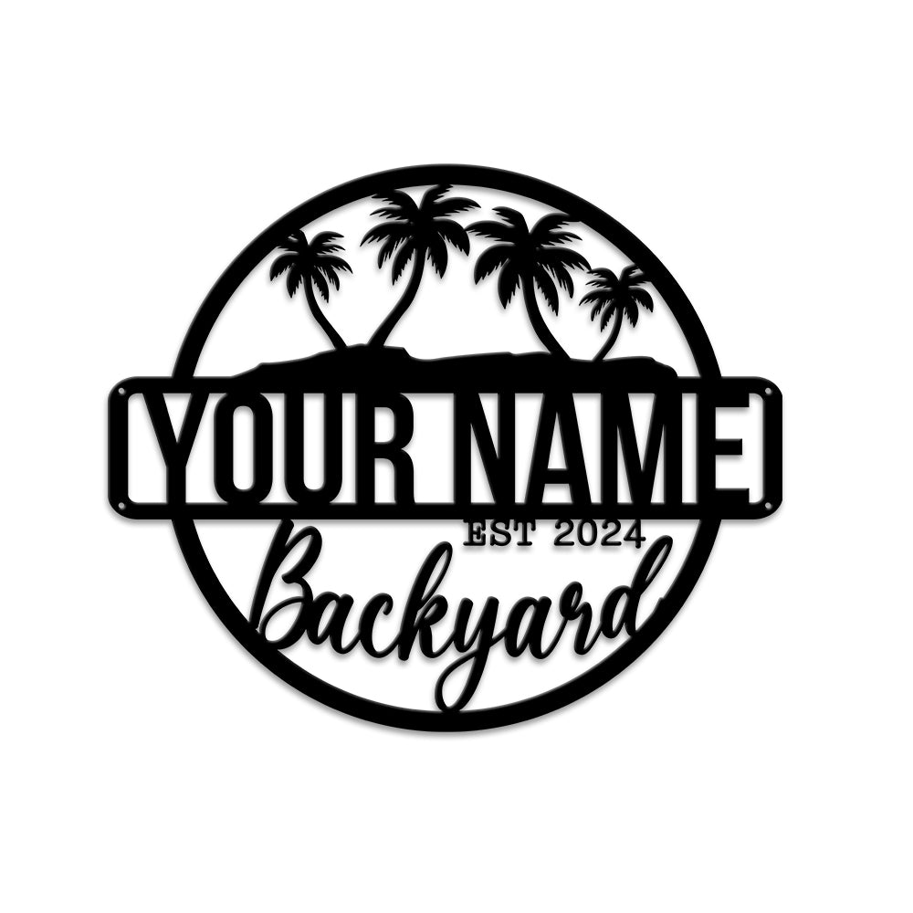 MeMate Backyard Paradise Sign, Patio Sign Outdoor Decor, Personalized Name Metal Sign for Backyard, Custom Name Signs for Backyard, Large Metal Sign for Outside, Housewarming Gifts…