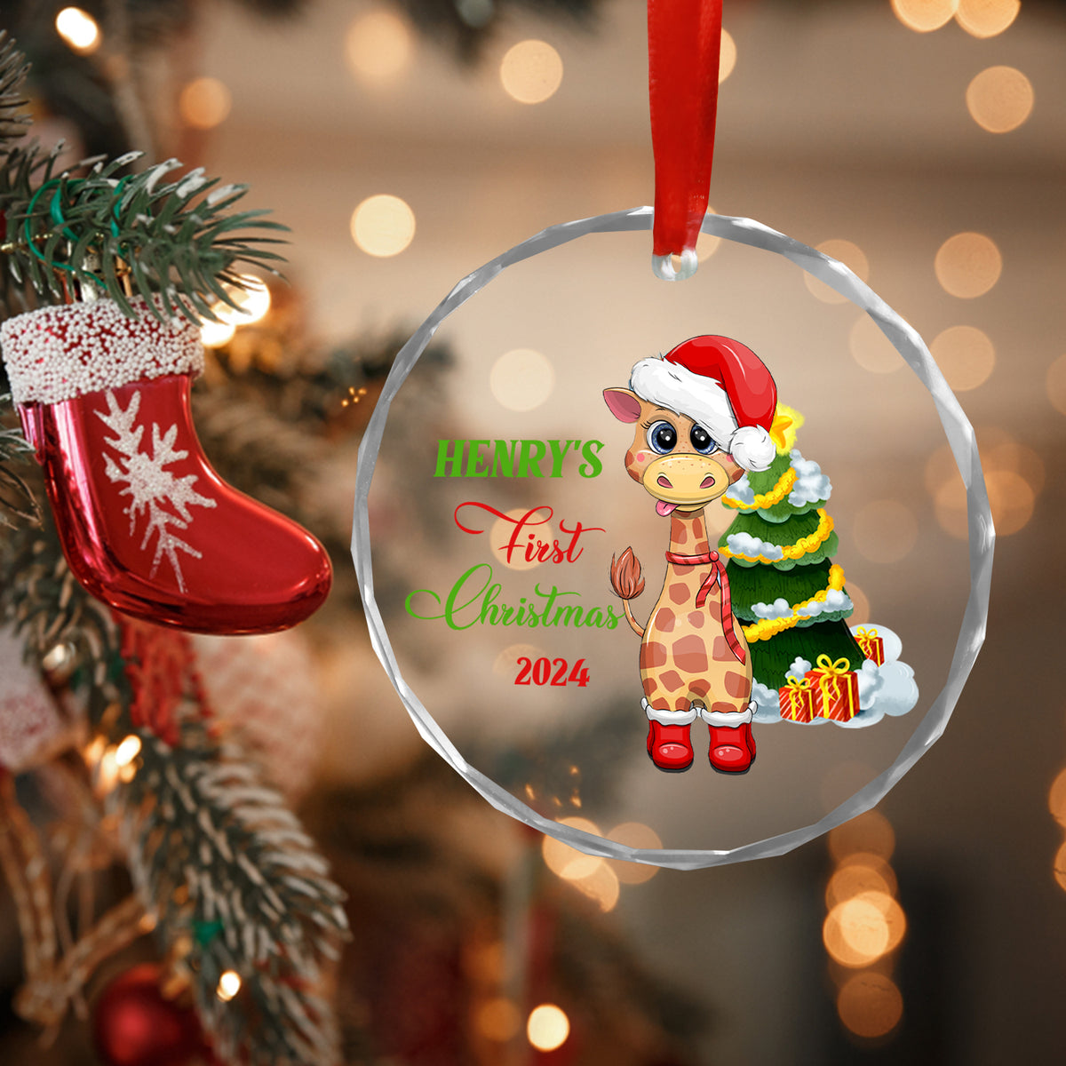 MeMate Baby's First Christmas Ornament 2024, Personalized Baby Ornaments with Name, Baby Ornament for Boys Girls, Christmas Baby Keepsakes for Newborn Infant Son Daughter