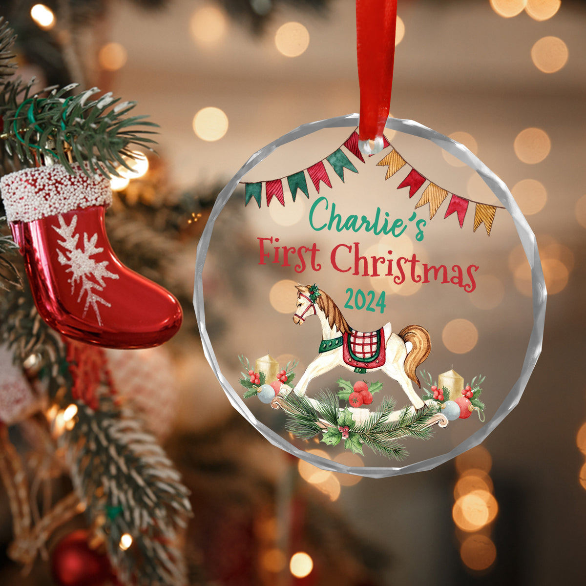 MeMate Baby's First Christmas Ornament 2024, Personalized Baby Ornaments with Name, Baby Ornament for Boys Girls, Christmas Baby Keepsakes for Newborn Infant Son Daughter