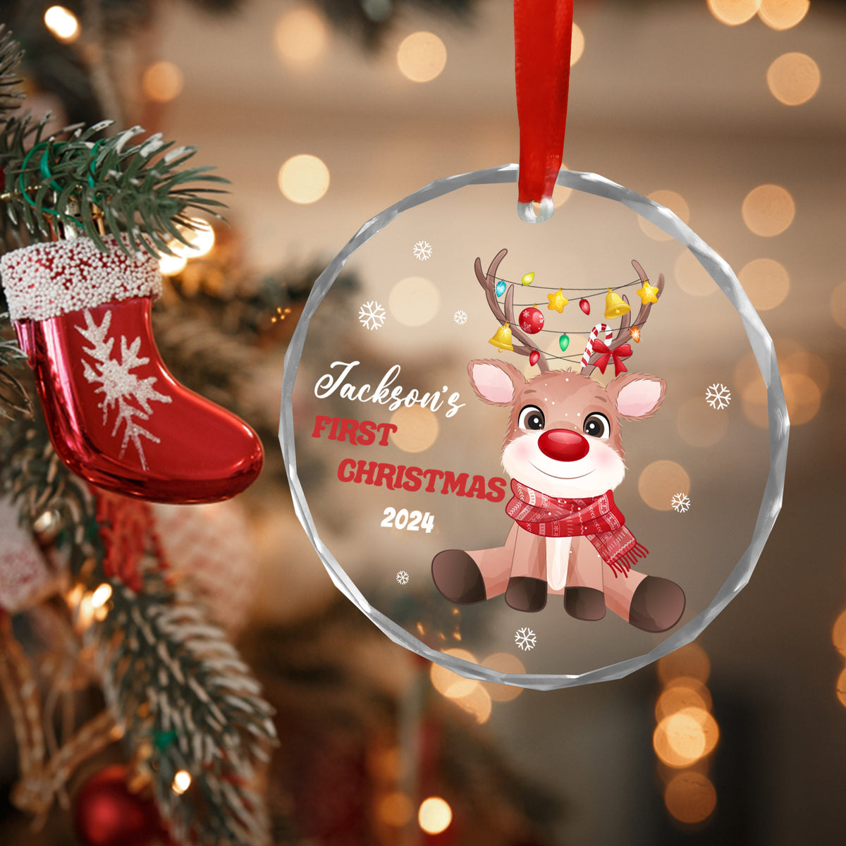 MeMate Baby's First Christmas Ornament 2024, Personalized Baby Ornaments with Name, Baby Ornament for Boys Girls, Christmas Baby Keepsakes for Newborn Infant Son Daughter