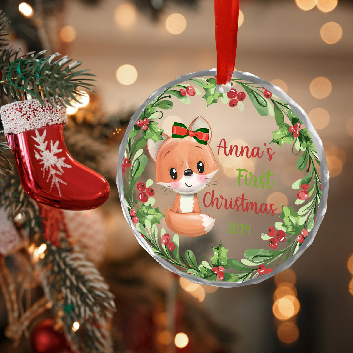 MeMate Baby's First Christmas Ornament 2024, Personalized Baby Ornaments with Name, Baby Ornament for Boys Girls, Christmas Baby Keepsakes for Newborn Infant Son Daughter