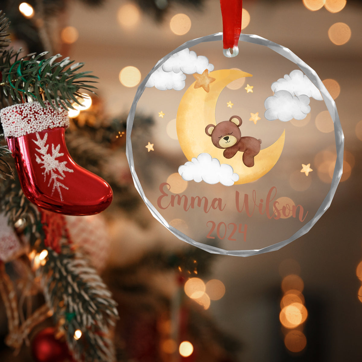 MeMate Baby's First Christmas Ornament 2024, Personalized Baby Ornaments with Name, Baby Ornament for Boys Girls, Christmas Baby Keepsakes for Newborn Infant Son Daughter