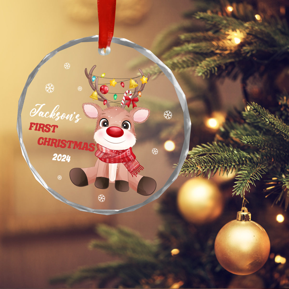 MeMate Baby's First Christmas Ornament 2024, Personalized Baby Ornaments with Name, Baby Ornament for Boys Girls, Christmas Baby Keepsakes for Newborn Infant Son Daughter